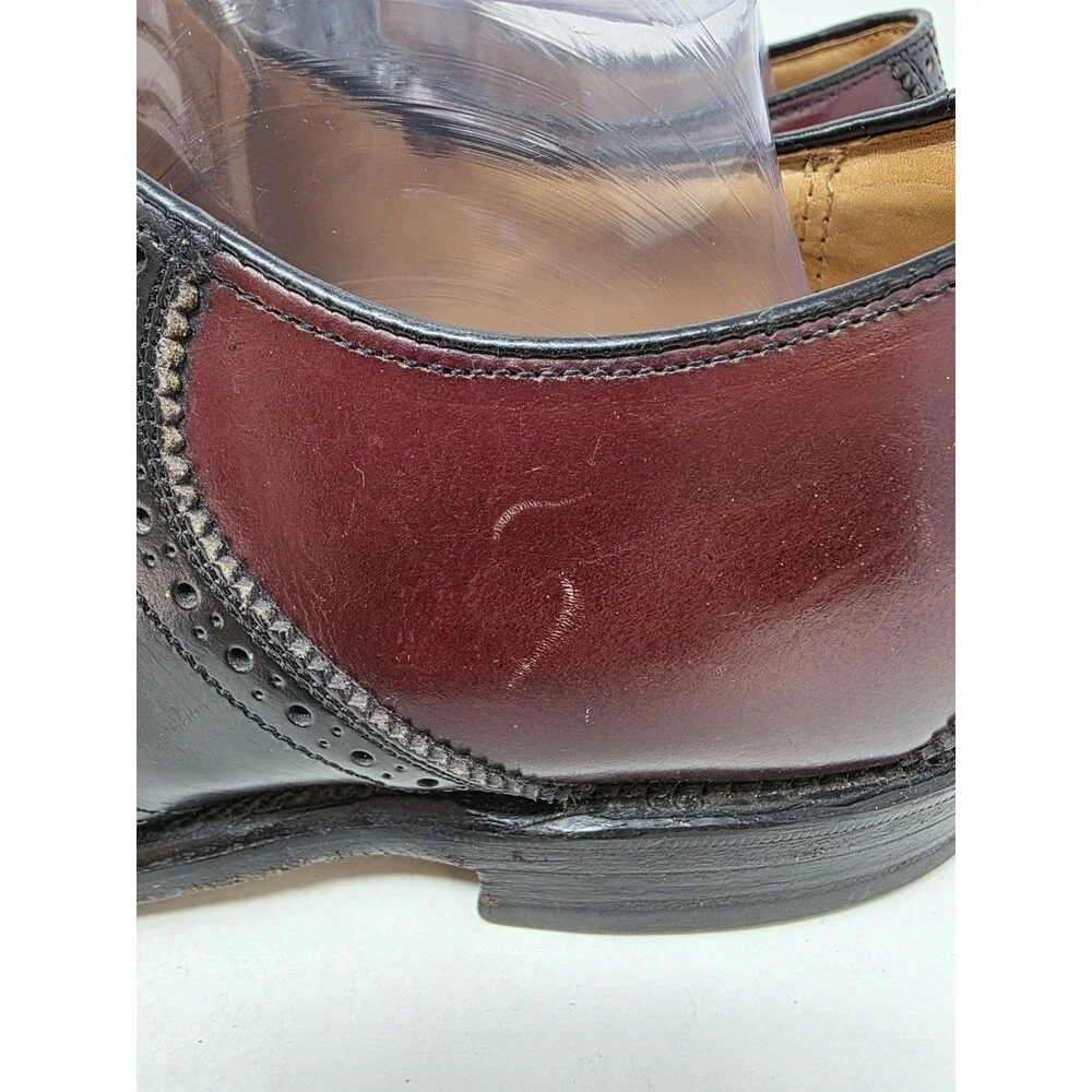 Hanover Shell Cordovan Mens Saddle Shoes 12 D/B Burgundy/Black Leather USA